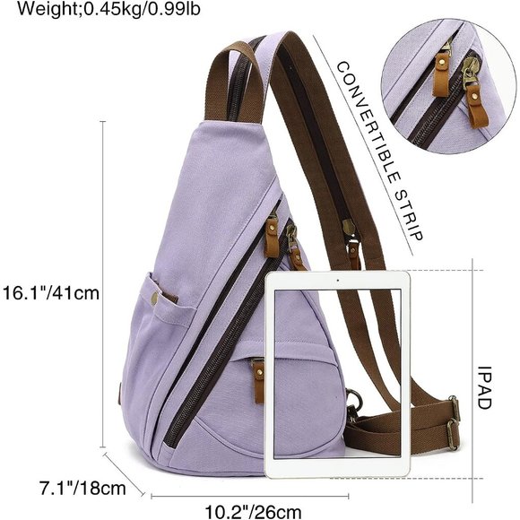 Women Small Casual Canvas Sling Crossbody Shoulder Backpack main image 5